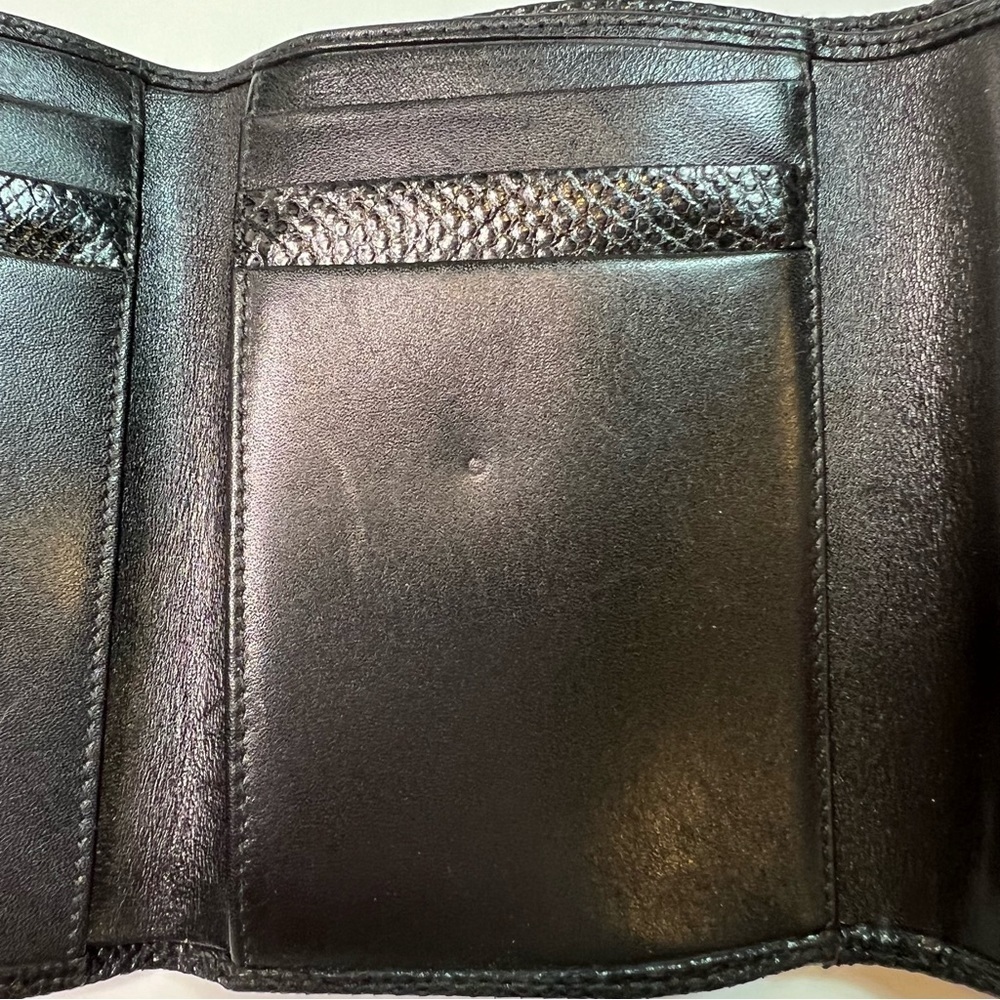 Vintage Judith Leiber Tri-fold Black Leather Wallet Credit Card Holder - Picture 6 of 14